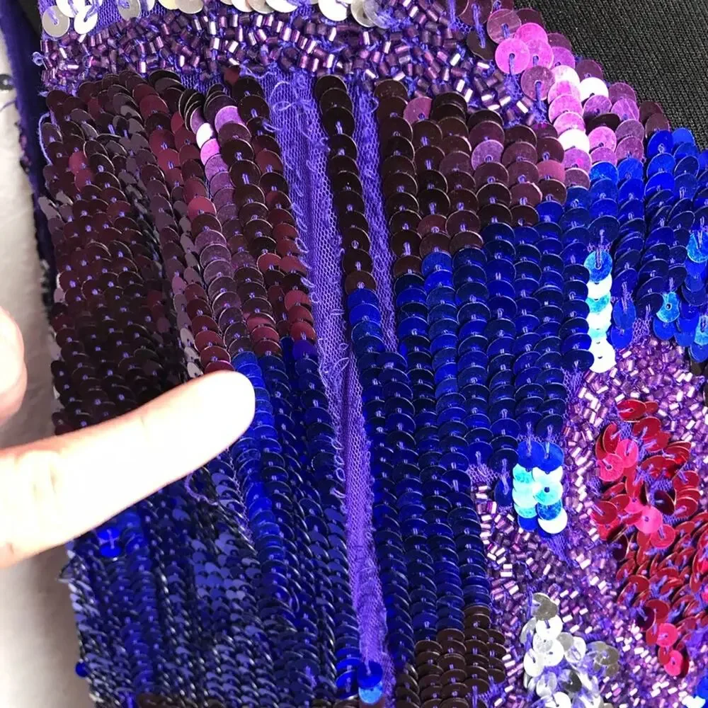 Nasty Gal sequin star heart mini blue pink sequin sleeveless dress size 14